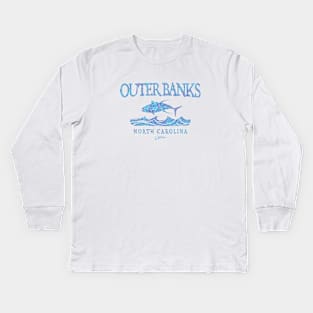 Outer Banks, NC, Yellowfin Tuna Leaping Over Waves Kids Long Sleeve T-Shirt